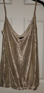 Spaghetti strap gold tank
